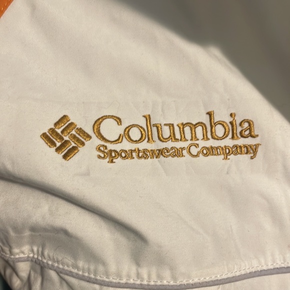 COLUMBIA TITANIUM ski jacket with fleece liner sz M white and orange - Picture 2 of 15